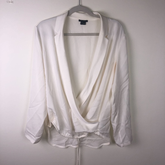 Theory Tops - Theory Cream Wrap Front Blouse
